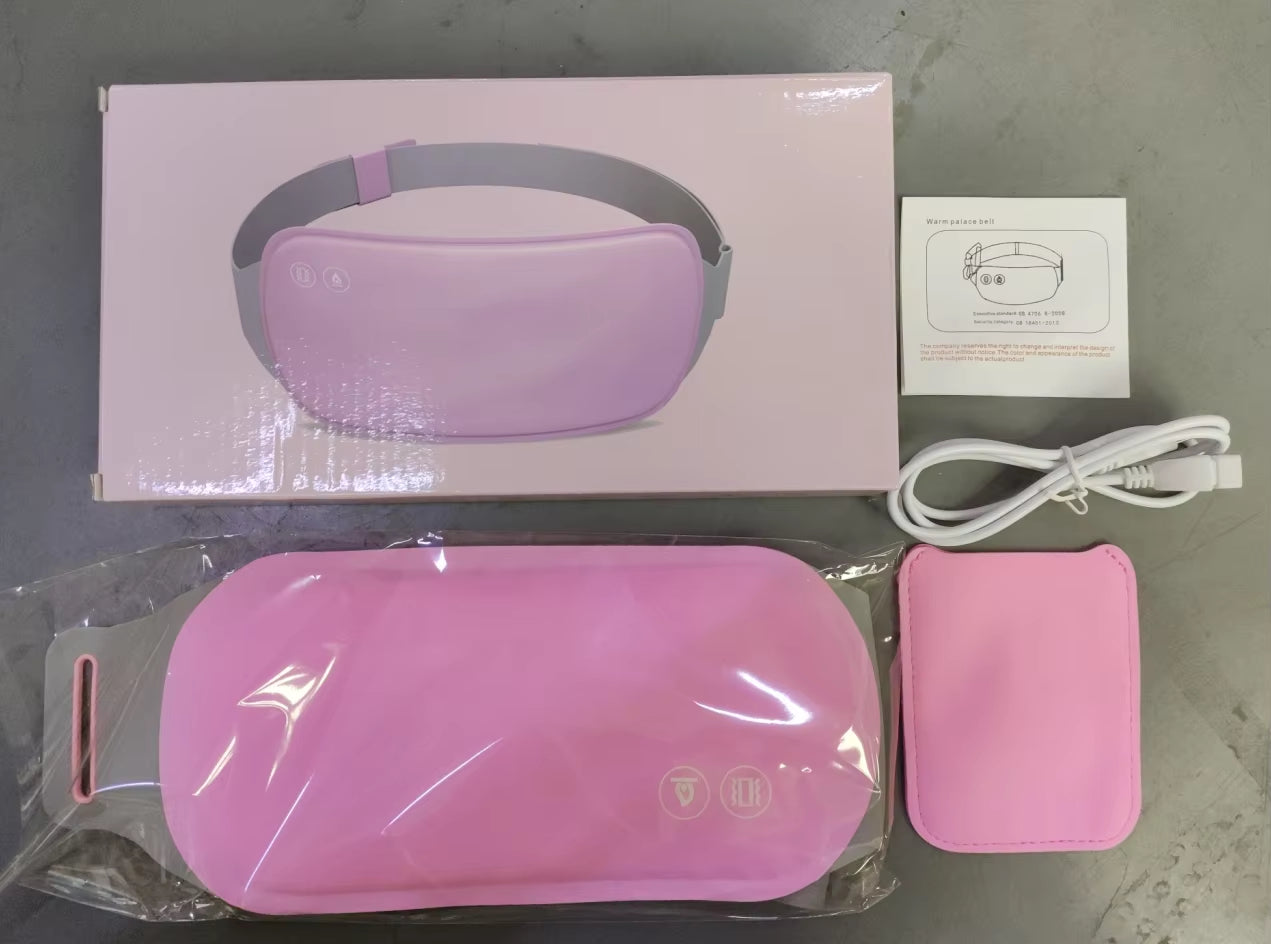Portable Heated Massage Belt for Menstrual Pain Relief - Abdominal Thermal Vibration Massager with Hot Compress Function