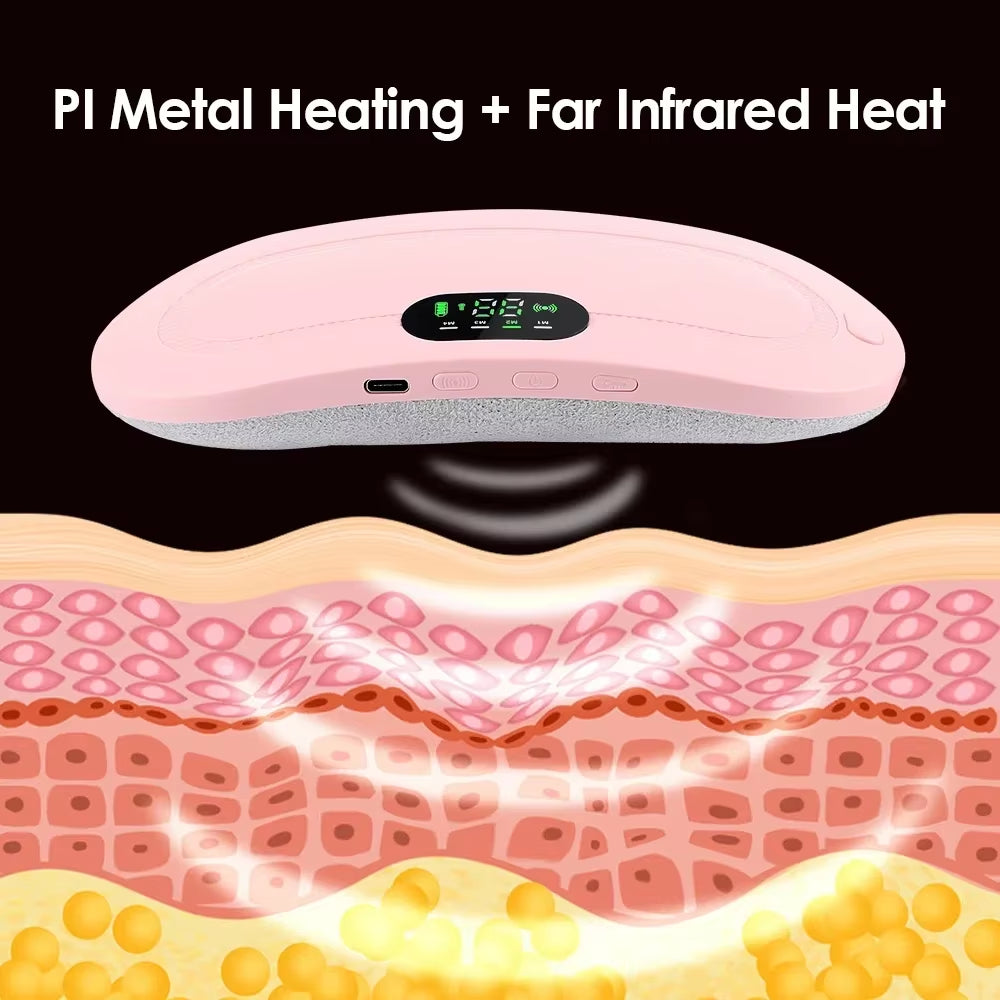 Portable Heated Massage Belt for Menstrual Pain Relief - Abdominal Thermal Vibration Massager with Hot Compress Function