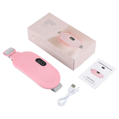 Portable Heated Massage Belt for Menstrual Pain Relief - Abdominal Thermal Vibration Massager with Hot Compress Function