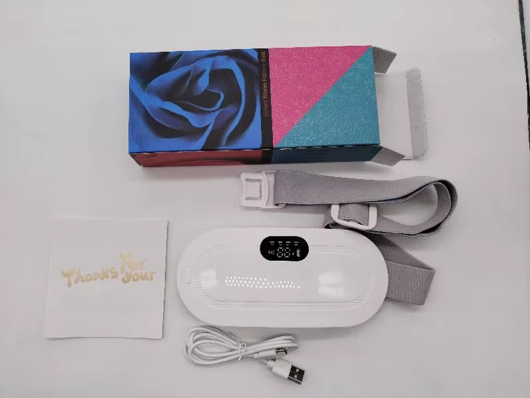 Portable Heated Massage Belt for Menstrual Pain Relief - Abdominal Thermal Vibration Massager with Hot Compress Function