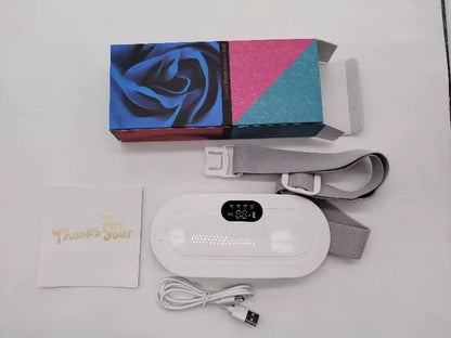 Portable Heated Massage Belt for Menstrual Pain Relief - Abdominal Thermal Vibration Massager with Hot Compress Function