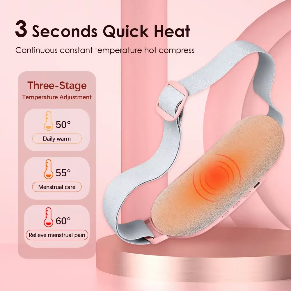 Portable Heated Massage Belt for Menstrual Pain Relief - Abdominal Thermal Vibration Massager with Hot Compress Function